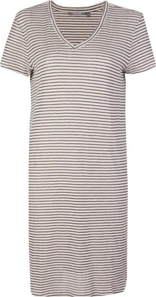 Moscow Striped Crepe Jersey Dress/ Jurk - Off White/ Olive - Maat L
