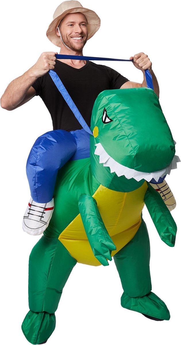 Zelf opblaasbaar Berijdbaar Kostuum Dinosaurus  onesize verkleedkleding