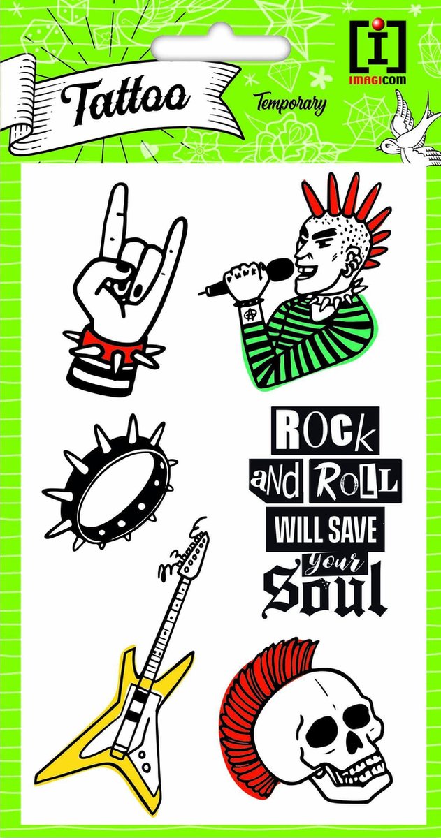 Imagicom Plaktattoos Rock Metal 10 X 19 Cm Papier 6-delig