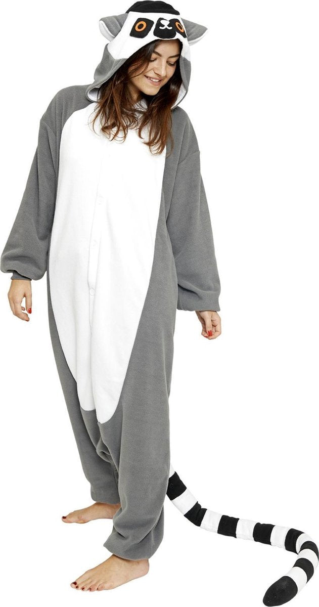 KIMU Onesie lemur ringstaartmaki peuter pakje - maat 86-92 - ringstaartmakipakje romper pyjama