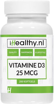 Vitamine D3 – 25 mcg – 1000IE – 200 softgels – iHealthy.nl