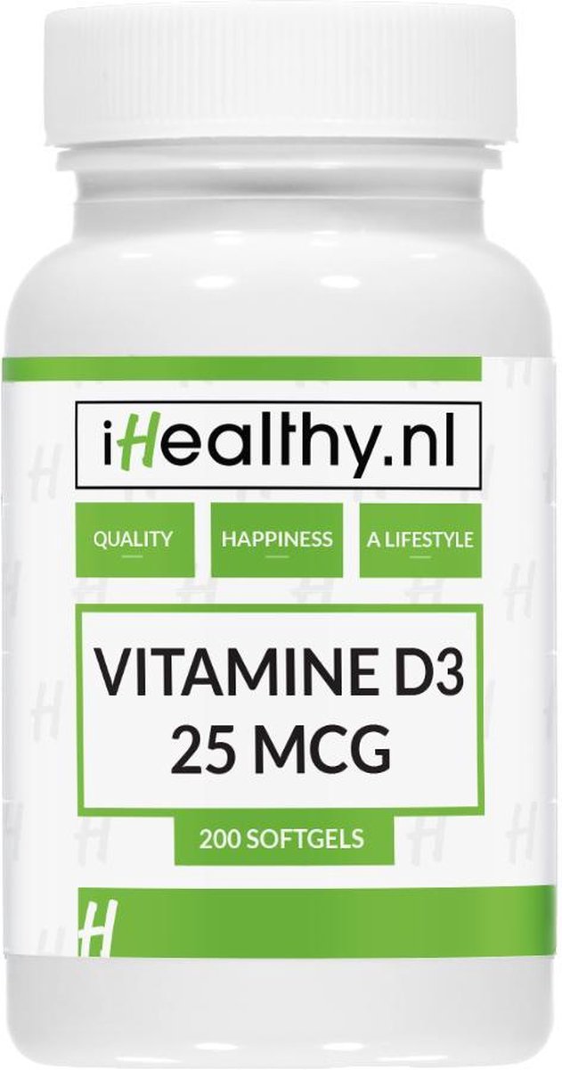 Vitamine D3 – 25 mcg – 1000IE – 200 softgels – iHealthy.nl