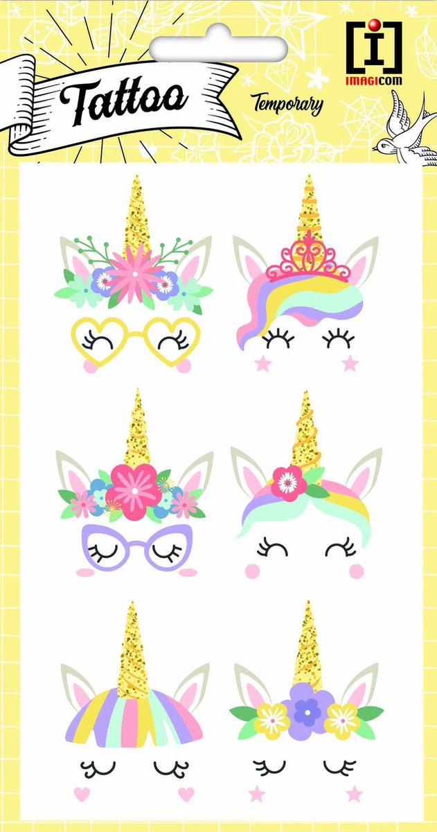 Imagicom Plaktattoos Unicorn 10 X 19 Cm Papier 6-delig
