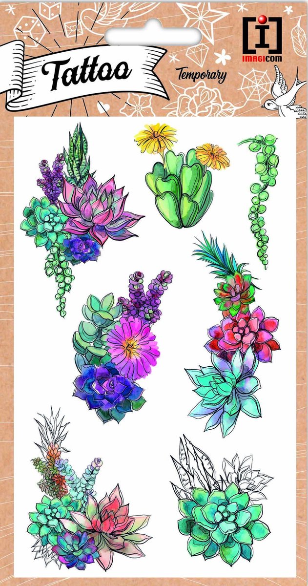 Imagicom Plaktattoos Flowers Junior 10 X 19 Cm Papier 7-delig