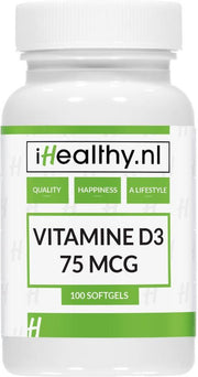 Vitamine D3 – 75 mcg – 3000IE – 100 softgels – iHealthy.nl