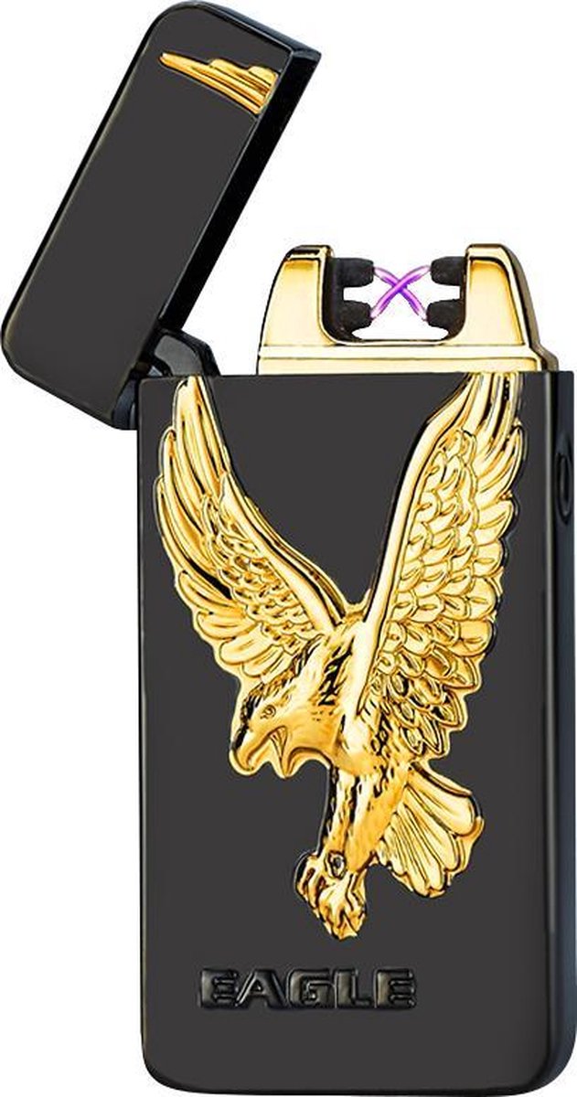 Superlit Plasma Aansteker – Luxe Design Aansteker Elektrisch – Oplaadbare USB Double-Arc Lighter - Glorious Gold Eagle