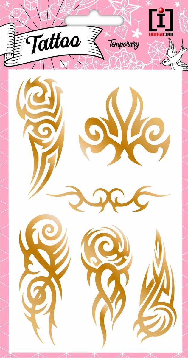 Imagicom Plaktattoos Tribal 10 X 19 Cm Papier Goud 6-delig