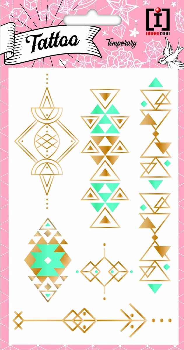 Imagicom Plaktattoos 19 X 10 Cm Papier Goud/turquoise 7-delig