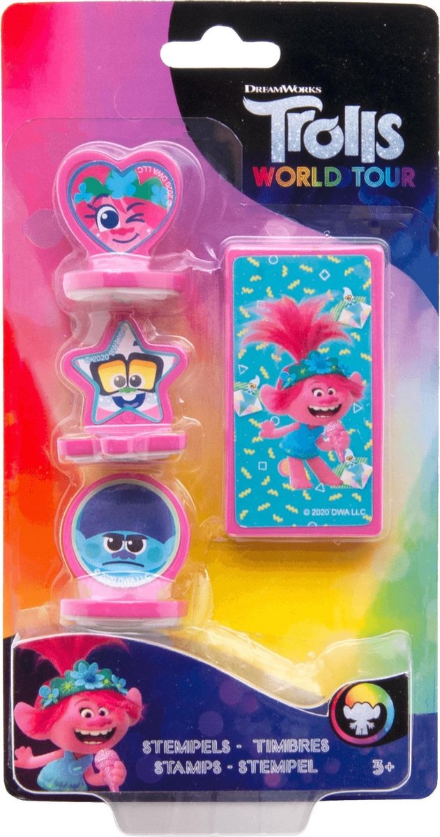 Trolls Stempelset Meisjes Roze/blauw 4-delig