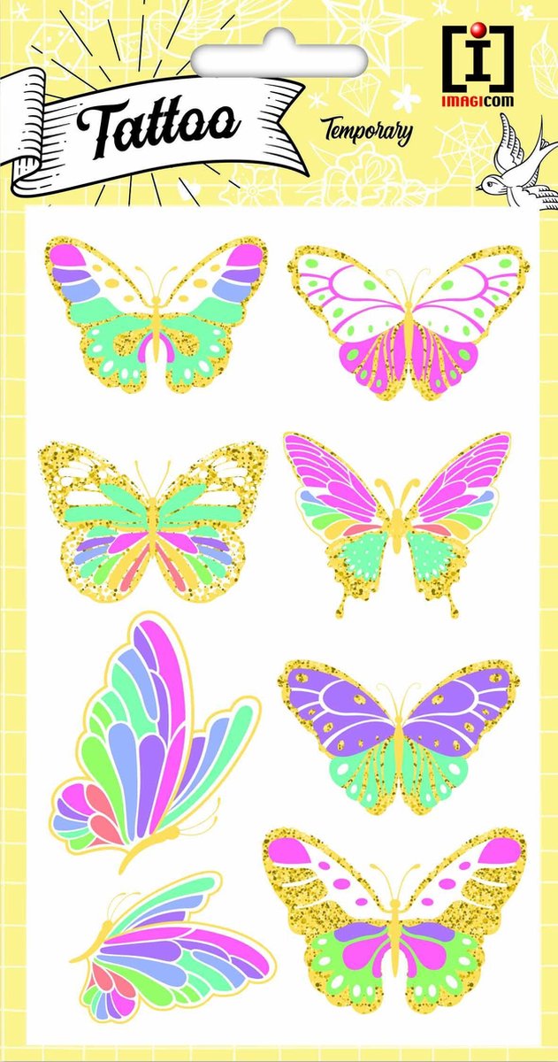 Imagicom Plaktattoos Butterflies 10 X 19 Cm Papier 8-delig