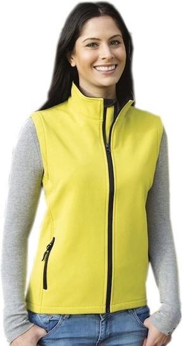 Softshell casual bodywarmer geel voor dames - Outdoorkleding wandelen/zeilen - Mouwloze vesten M (38/50)