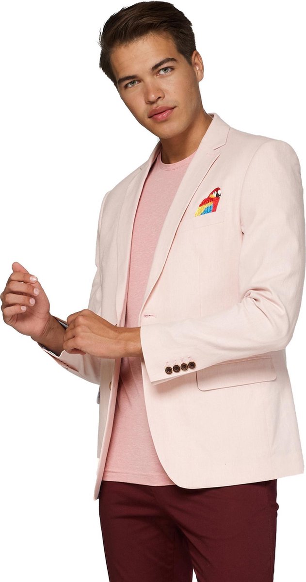 OppoSuits Deluxe Tropical - Birdie  - Heren Blazer - Zomers - Soft Pink - Maat EU 50