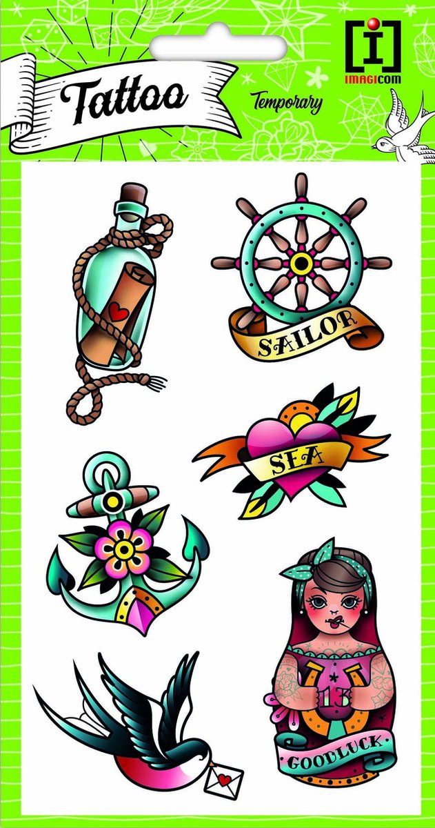 Imagicom Plaktattoos Sailor Junior 10 X 19 Cm Papier 6-delig