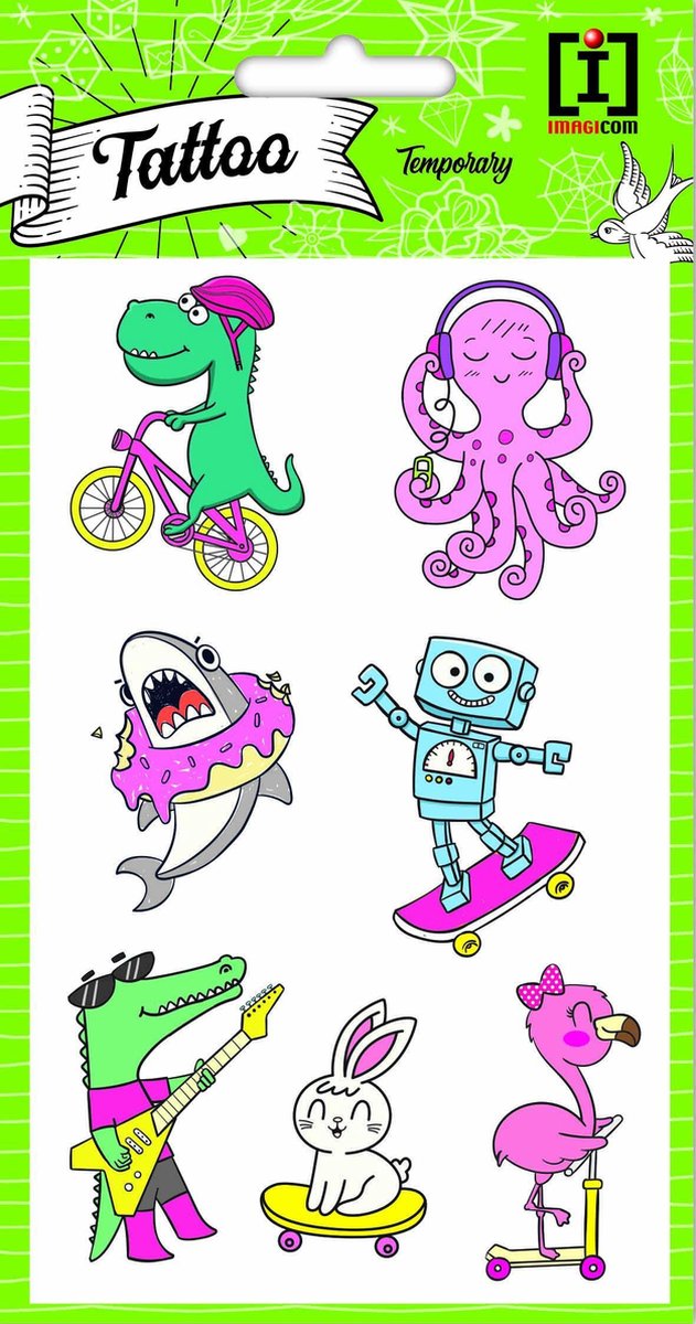 Imagicom Plaktattoos Octopus 10 X 19 Cm Papier Roze 7-delig