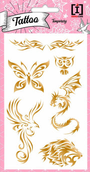 Imagicom Plaktattoos Animals 10 X 19 Cm Papier Goud 6-delig