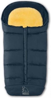 Premium lamsvacht voetenzak marineblauw met uitneembaar lamsvel