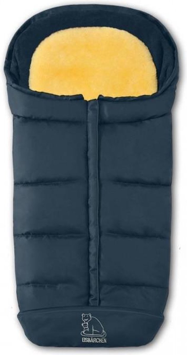 Premium lamsvacht voetenzak marineblauw met uitneembaar lamsvel