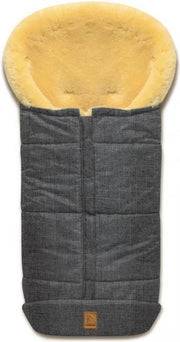 Premium lamsvacht voetenzak gemeleerd blauw met uitneembaar lamsvel