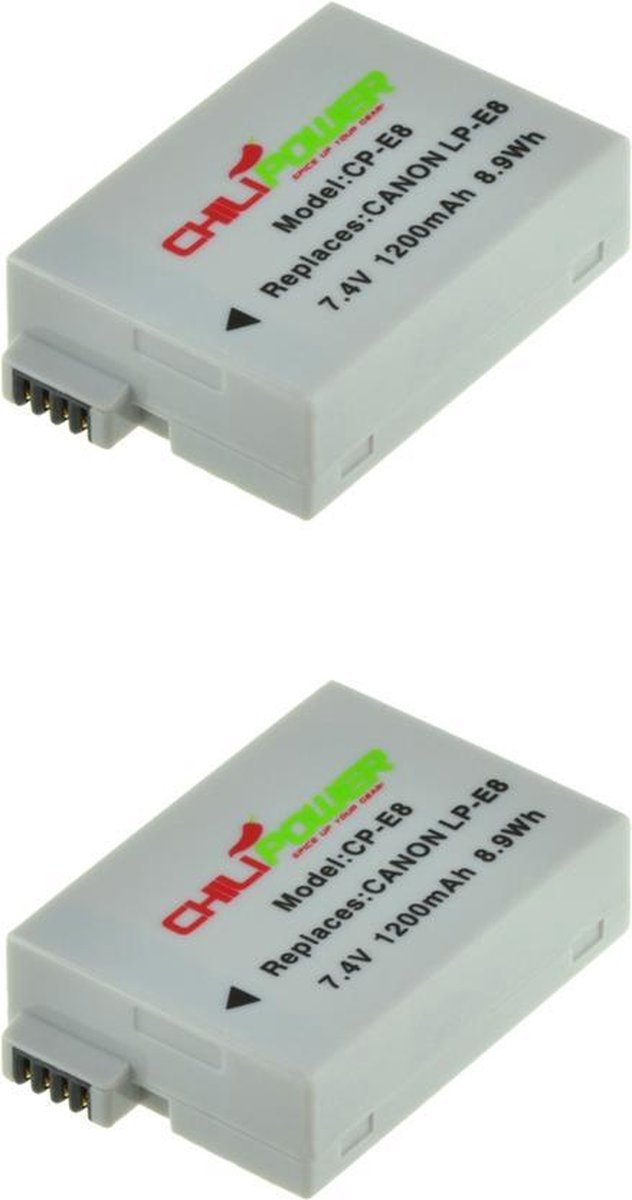 ChiliPower Canon LP-E8 camera batterij - 2 stuks verpakking