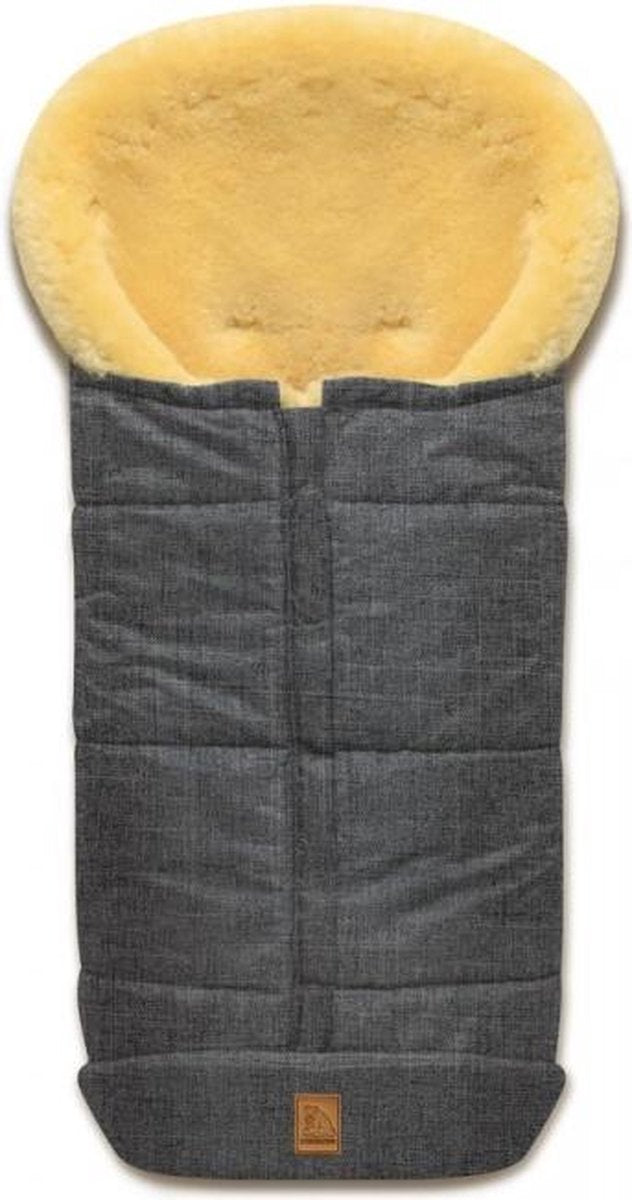 Voetenzak-Premium-lamsvacht-schapenvacht- kinderwagen- kleur grijs gemeleerd