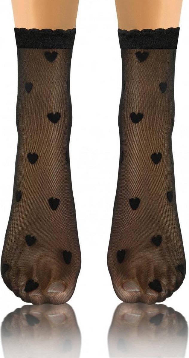 Sesto-Senso 2pack micro net pantysokjes Fashion 20den met hartjes patroon