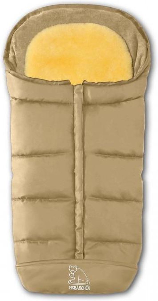 Premium lamsvacht voetenzak beige met uitneembaar lamsvel