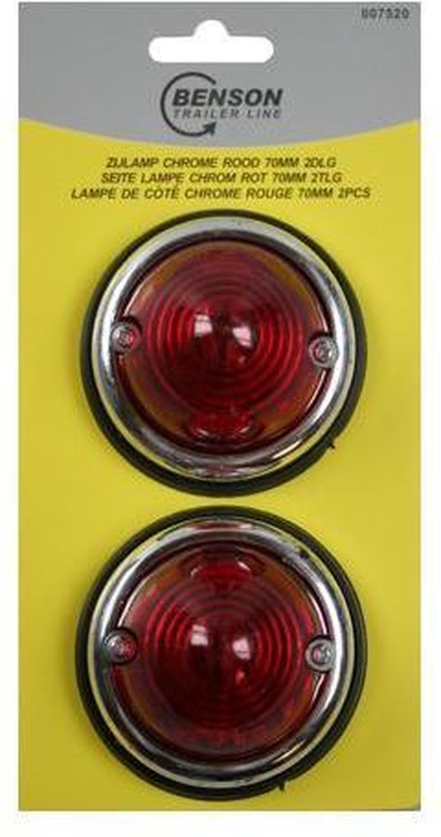 Zijlamp Chrome Rood 2 delig