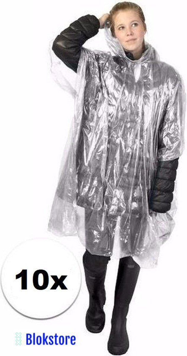 BS - 10x wegwerp regenponcho transparant - poncho