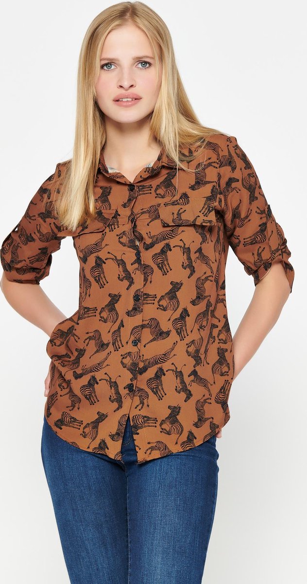 Overhemd met zebra print - Bruin