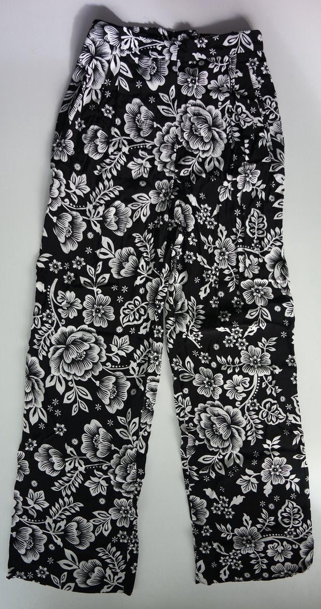 Vanilia Straight Flower Broek - Zwart/ Wit - Maat 34
