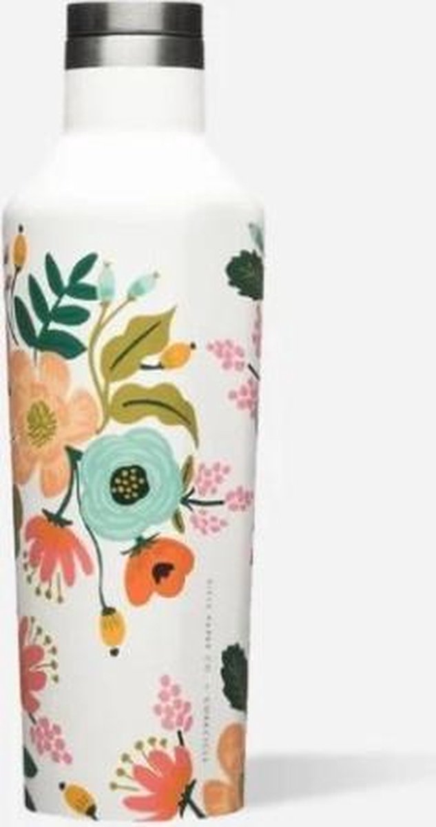 Corkcicle Canteen 475ml 16oz - Color Rifle Paper - Lively Floral Cream Roestvrijstaal Thermosfles 3wandig