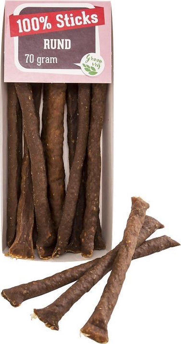 Hondensnacks rund-100% Rundvleessticks-10x70gram-AnimalKing