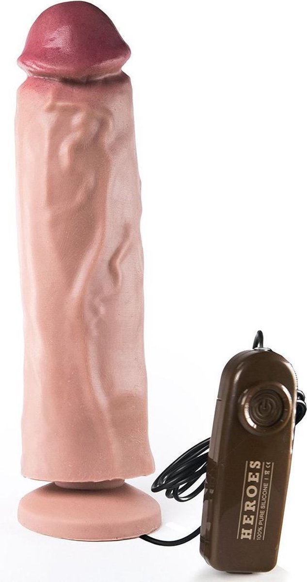 Heroes Vibrerende Dildo met zuignap 23 x 6 cm - beige