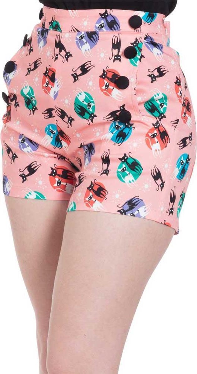 Voodoo Vixen Korte broek -XL- Katheryn retro katten Katten print Roze