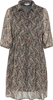 Halflange jurk in voile met lurexprint