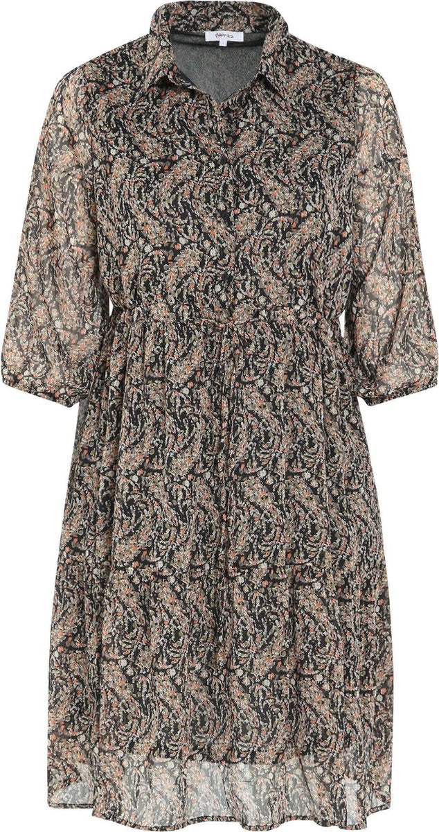 Halflange jurk in voile met lurexprint