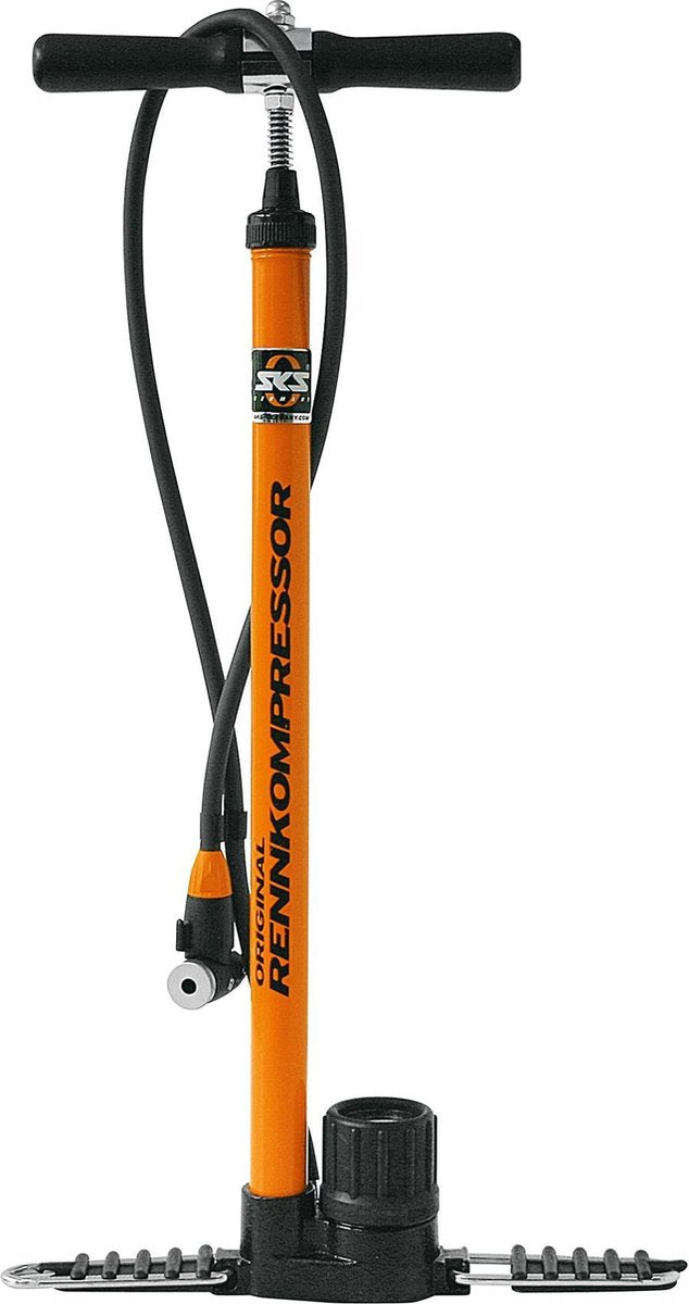 Sks Rennkompressor - Fietspomp Hoge Druk - E.V.A. Kop - Met Drukmeter - Oranje