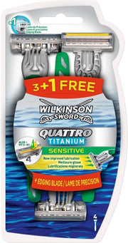 12x Wilkinson Men Wegwerpscheermesjes Quattro Titanium Sensitive 4 stuks