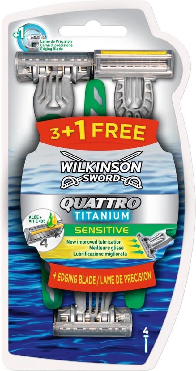 12x Wilkinson Men Wegwerpscheermesjes Quattro Titanium Sensitive 4 stuks
