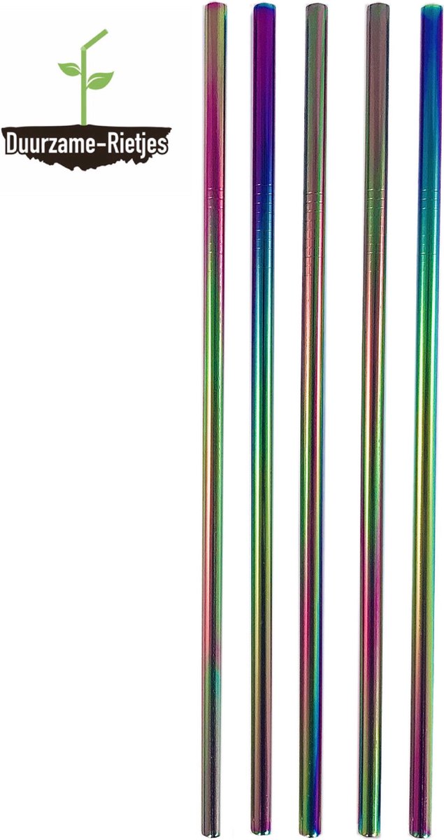 Roestvrijstalen Rietjes  Regenboog | 3 st. Recht | RVS Rietjes | Metalen Rietjes