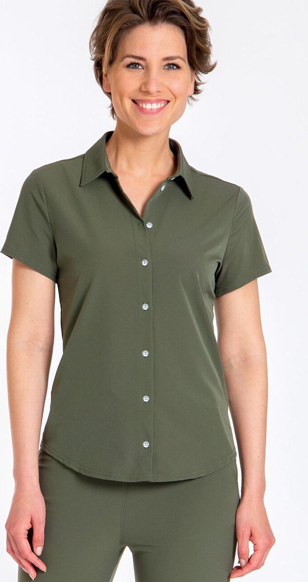Groene Blouse van Je m'appelle - Dames - Travelstof - Maat M - 5 maten beschikbaar