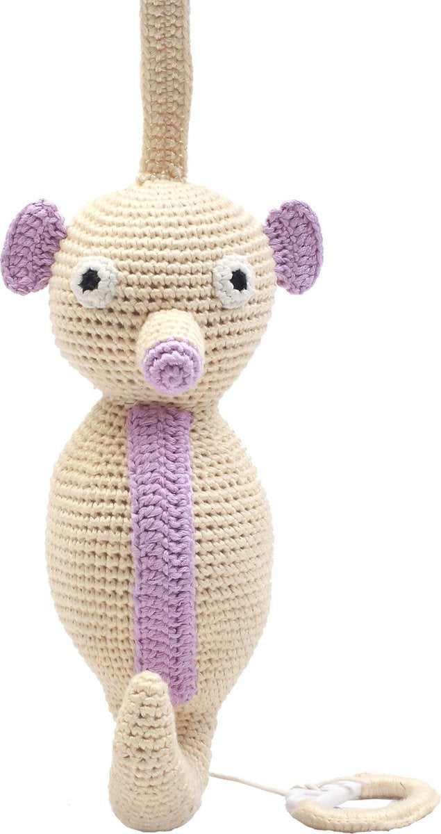 Naturezoo Muziekdoosje Zeepaardje Gehaakt 20 Cm Beige