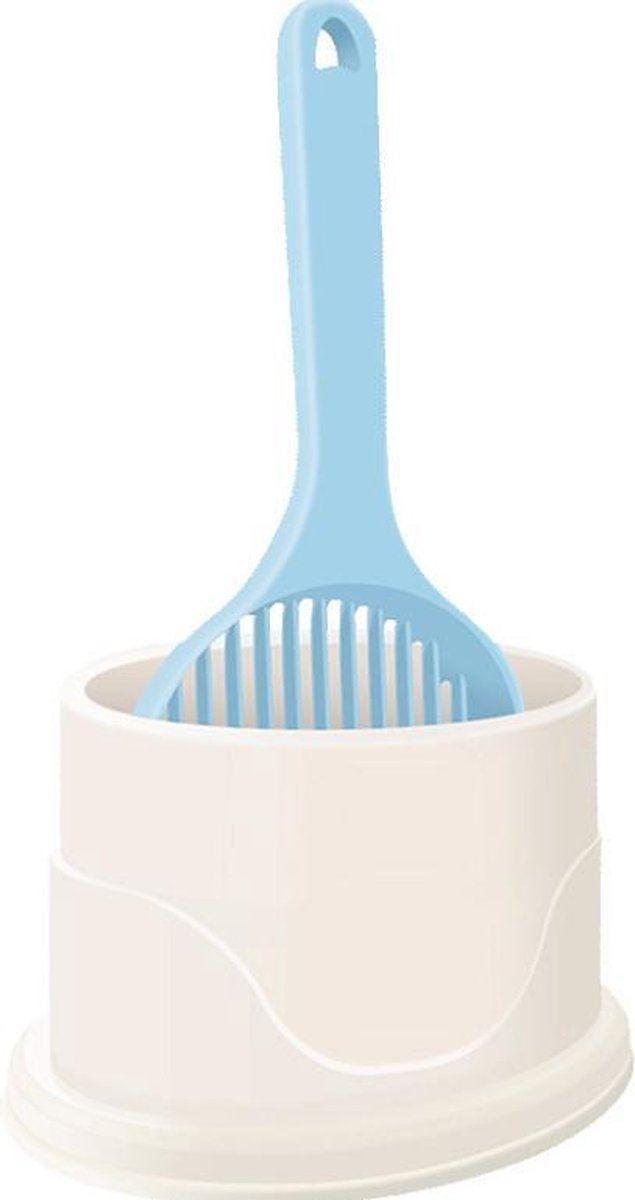 Kattenbakschep - Kattengritschep - Kattengrit Schep met Houder - Stevige Kwaliteit – 30X12CM - Blauw en Wit