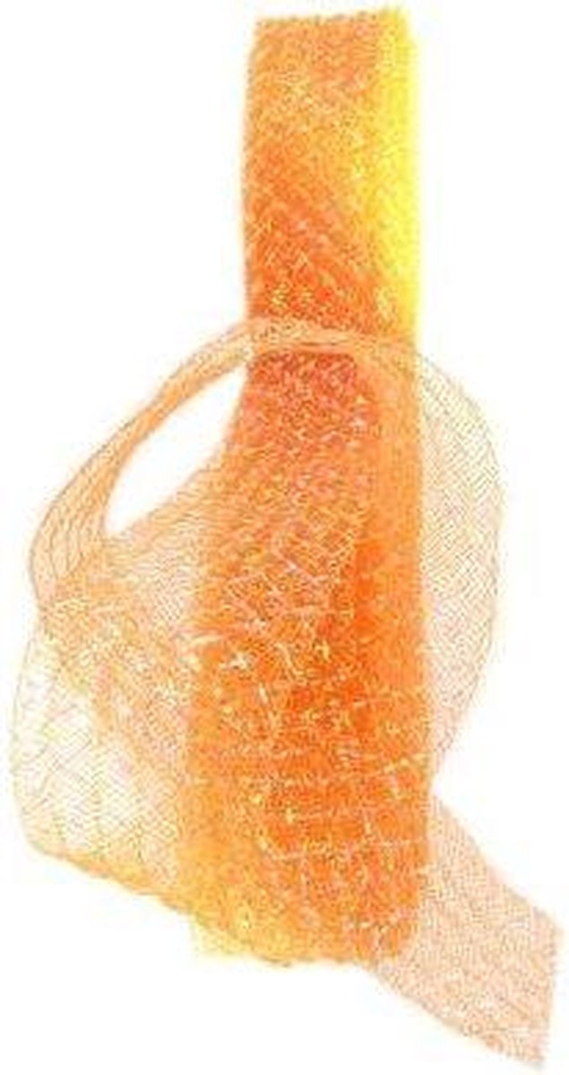 Decoratie tule op rol oranje 22m x 4.5cm