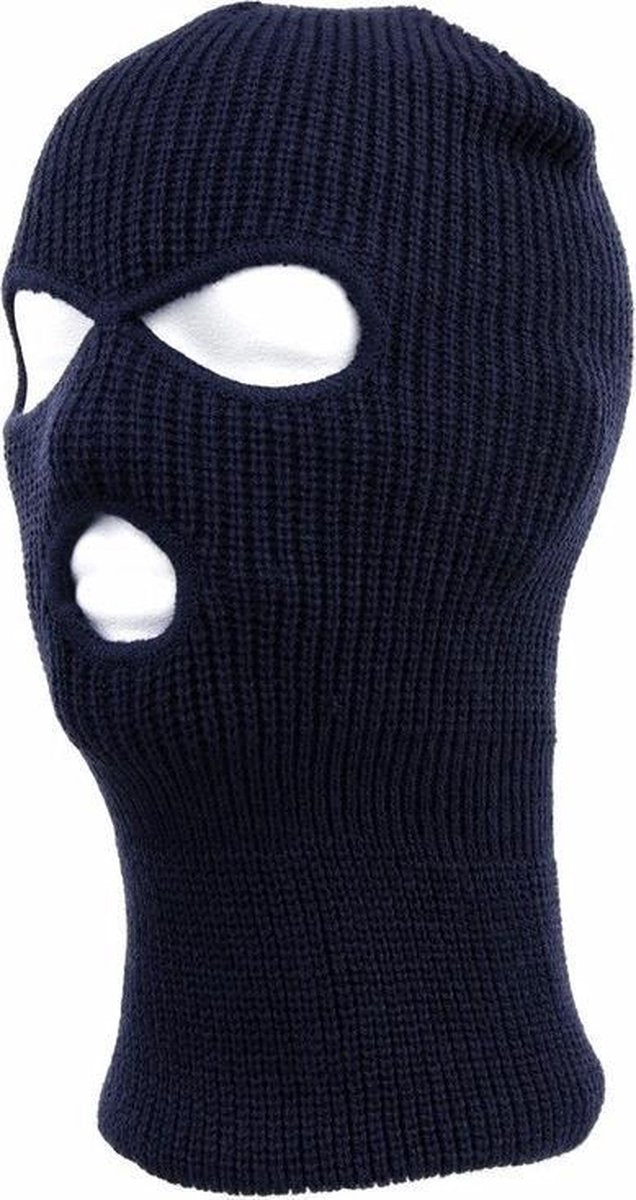 Driegaats muts / skimuts - blauw - one size - outdoor / bivak / wintersport - warme eengaats balaclava