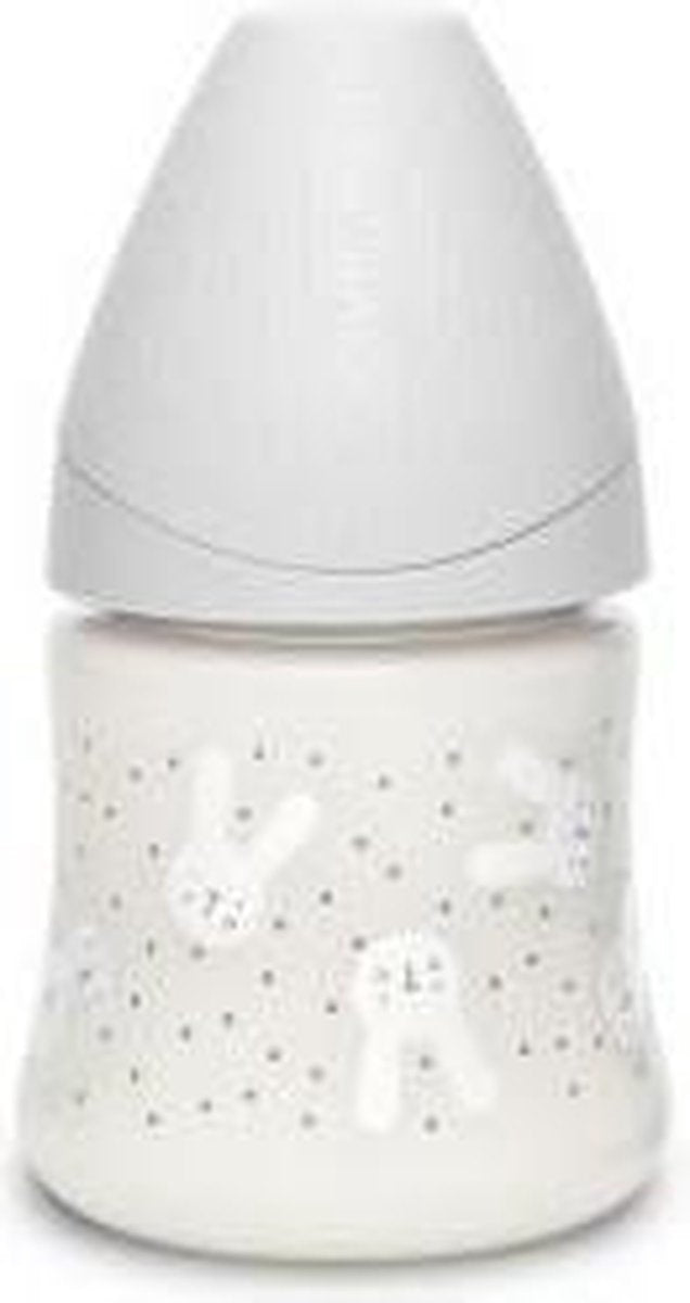 SUAVINEX Babyfles 150 ml Ronde Slow Flow Speen - Grijs Konijn