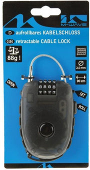 Kabelslot met oprolbare staalkabel M-Wave Lock 'n Roll - 90 cm x 2