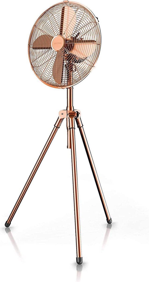 Staande ventilator met driepootstatief | koperen design | mobiele ventilator | 3 snelheden