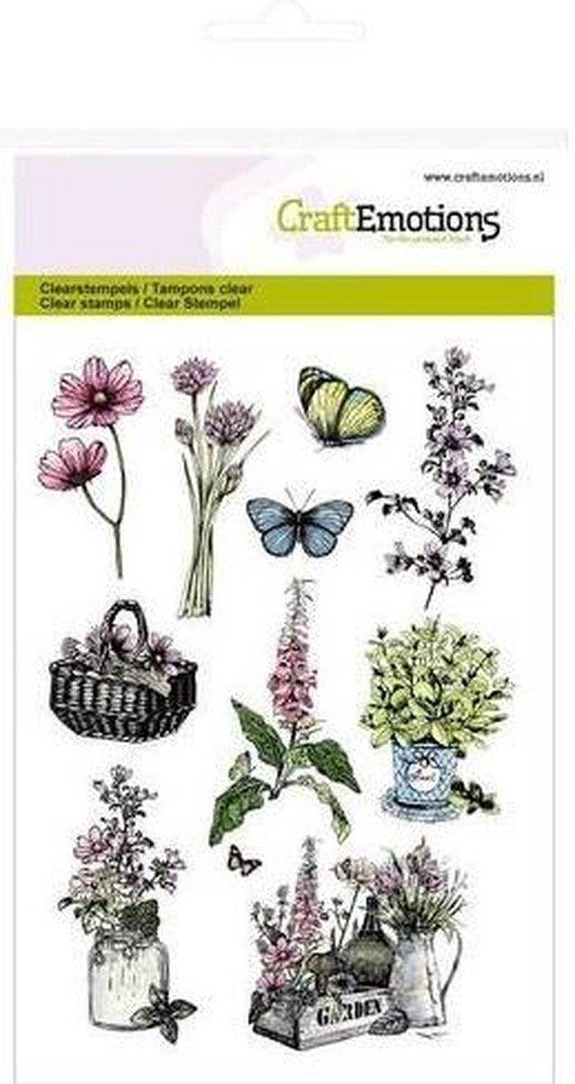 CraftEmotions stempel A6 - kruiden mand. kistje Life and Garden