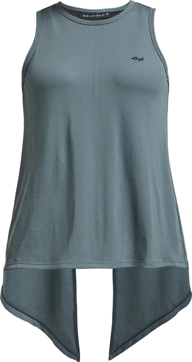 Röhnisch Singlet Logo Ribbed Groen Dames Maat Xs
